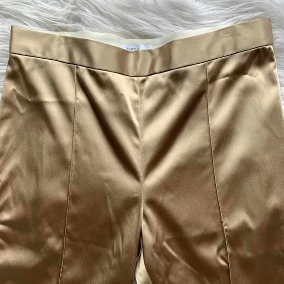 New Rosetta Getty Flared Leg Duchess Satin Pants Champagne Designer Luxury 10 - Picture 5 of 8